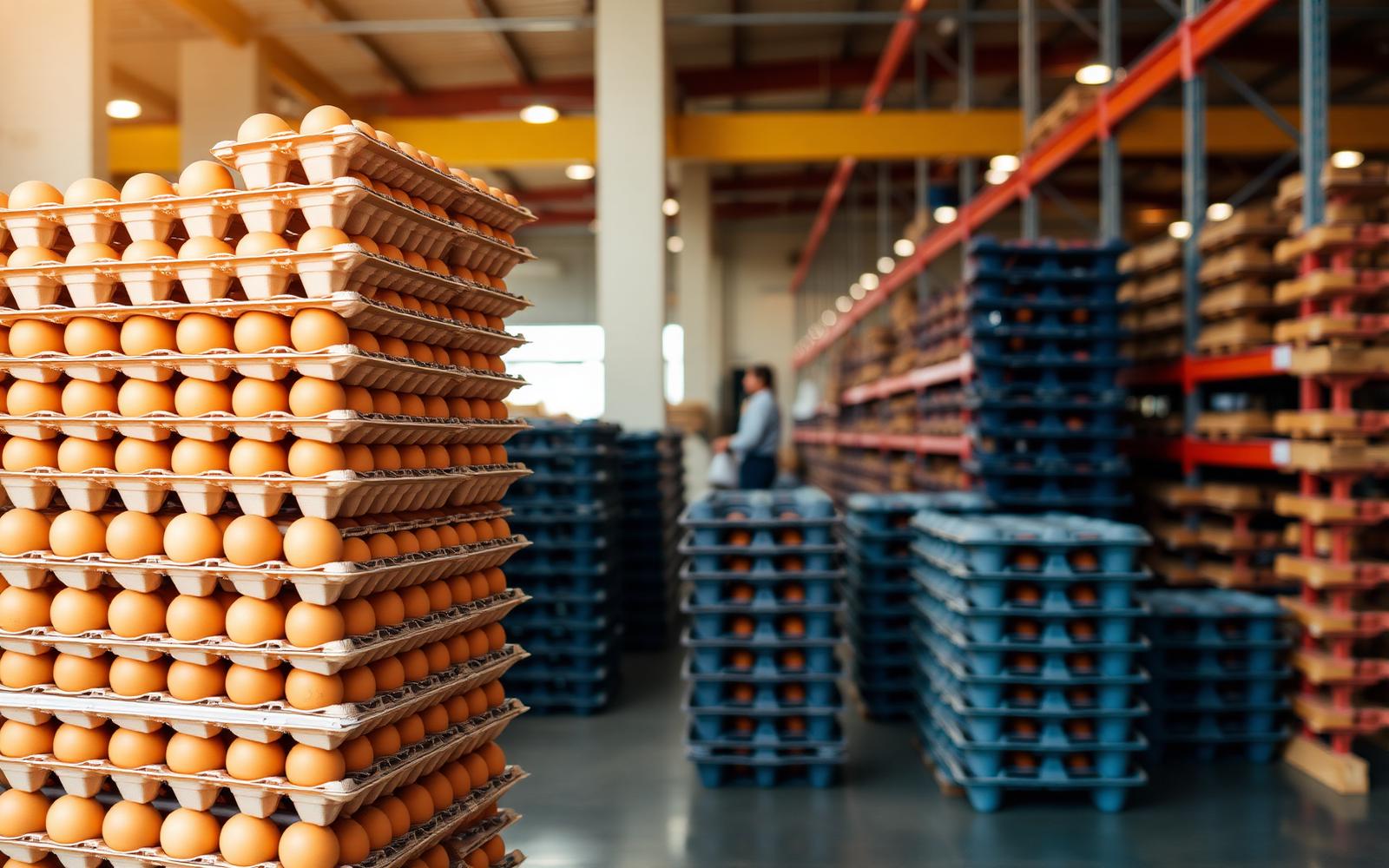 Wholesale egg trays in a UK distribution facility